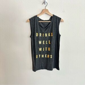 Charcoal Graphic Muscle Tank - Gold Lettering